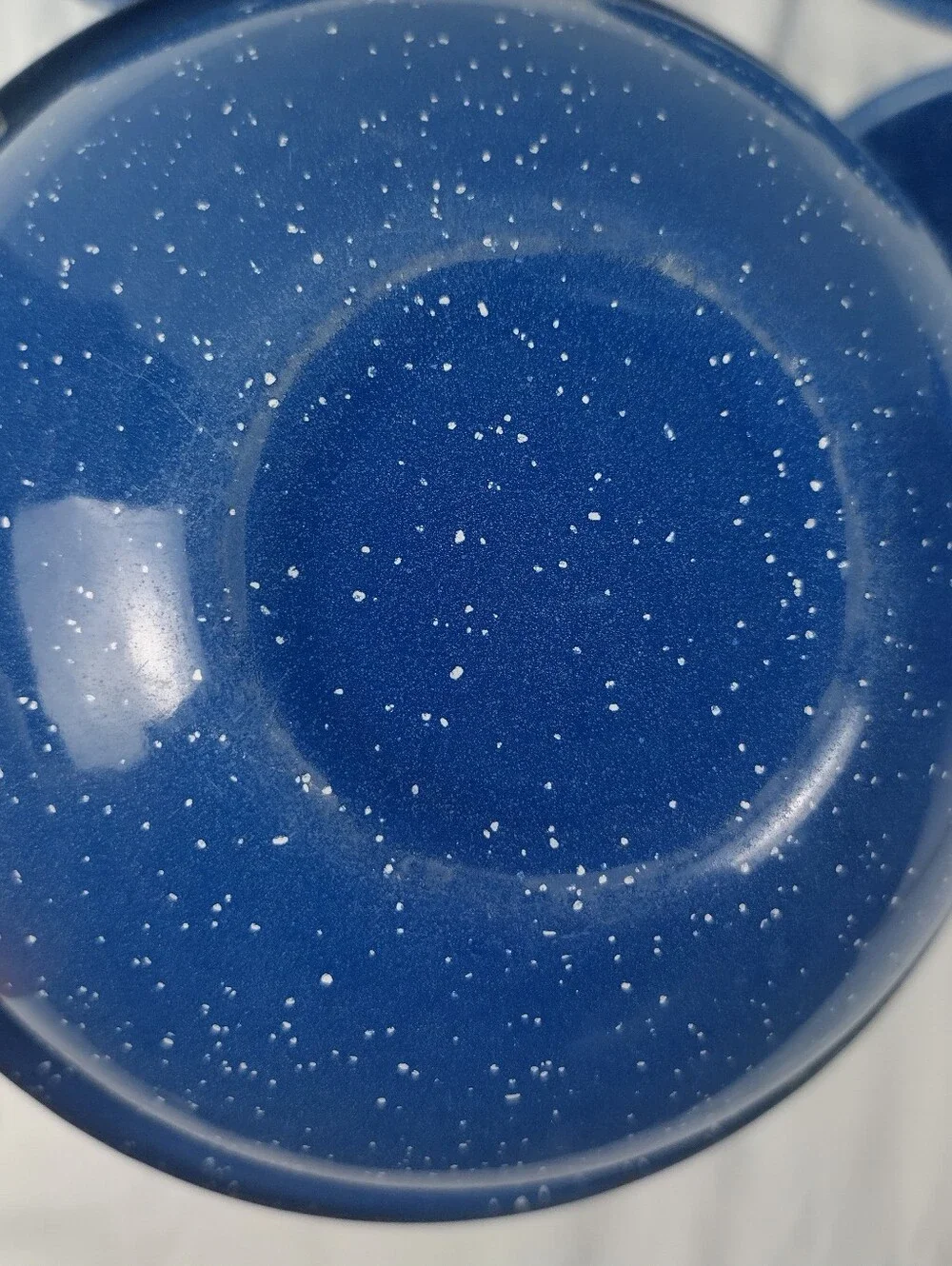 Vintage Blue Speckled Enamel 6” Bowls Set Of 4 Enamelware Camping Cookware